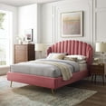 thumbnail image 1 of Modway Lana Queen Performance Velvet Wingback Platform Bed in Dusty Rose, 1 of 10