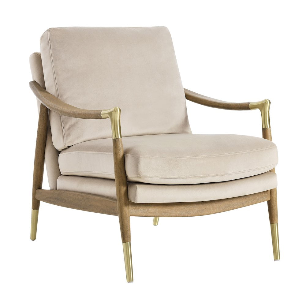 Modway Langford Performance Velvet Accent Armchair in Almond Walnut