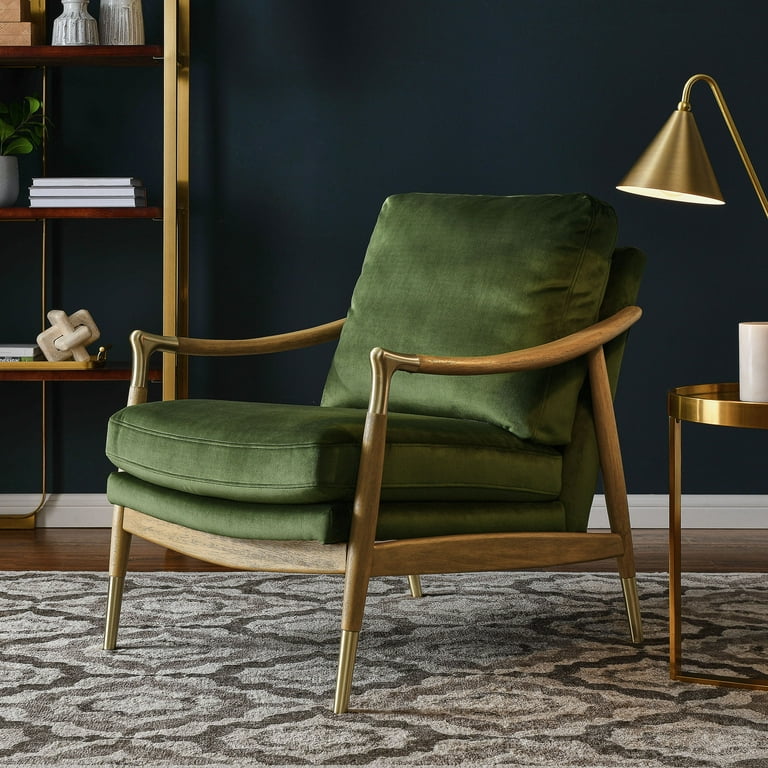 Langford Accent Armchair in Moss Green Walnut - Walmart.com
