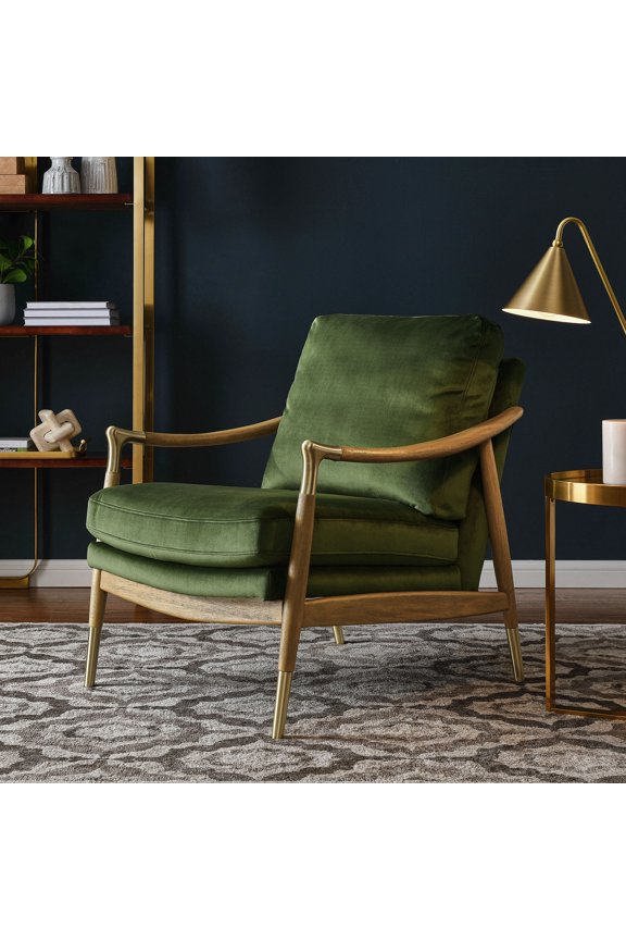 Langford Accent Armchair in Moss Green Walnut