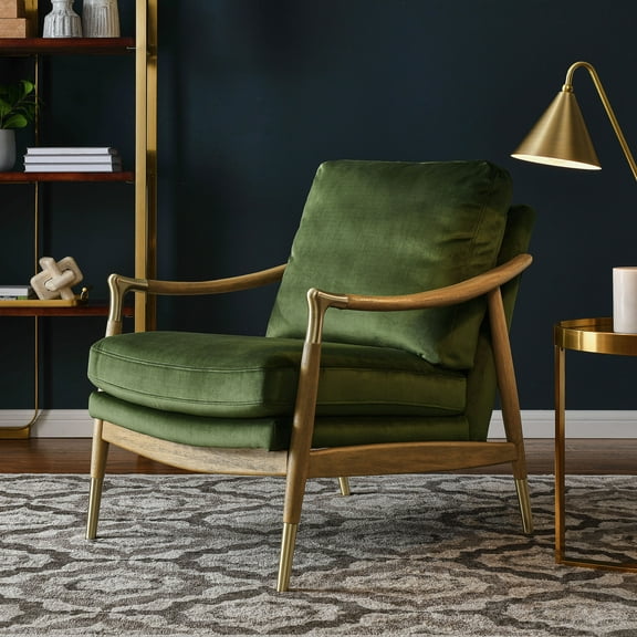 Langford Accent Armchair in Moss Green Walnut