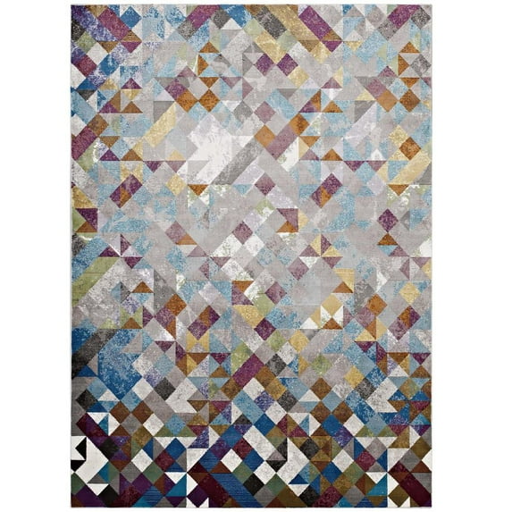 Modway Lavendula Triangle Mosaic 5x8 Area Rug in Multicolored