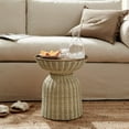 thumbnail image 1 of Lazaro Round Rattan Side Table in Burnished Brass Natural, 1 of 8