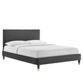 thumbnail image 1 of Modway Leah Chevron Tufted Performance Velvet Full Platform Bed in Charcoal, 1 of 8