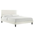 thumbnail image 1 of Modway Leah Chevron Tufted Performance Velvet Full Platform Bed in White, 1 of 8