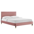 thumbnail image 1 of Modway Leah Chevron Tufted Performance Velvet King Platform Bed - Dusty Rose, 1 of 8