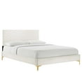 thumbnail image 1 of Modway Leah Chevron Tufted Performance Velvet King Platform Bed - White, 1 of 8