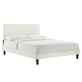 thumbnail image 1 of Modway Leah Chevron Tufted Performance Velvet King Platform Bed in White, 1 of 8
