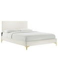 thumbnail image 1 of Modway Leah Chevron Tufted Performance Velvet Queen Platform Bed in White, 1 of 8