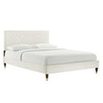 thumbnail image 1 of Modway Leah Chevron Tufted Performance Velvet Queen Platform Bed in White, 1 of 8