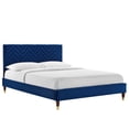 thumbnail image 1 of Modway Leah Chevron Tufted Performance Velvet Twin Platform Bed - Navy, 1 of 8