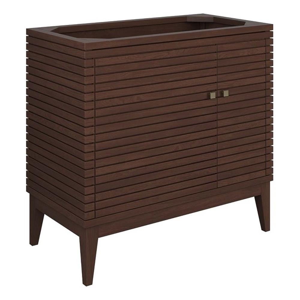 Modway Ledger 36" 2-Door Wood Bathroom Vanity Cabinet in Walnut