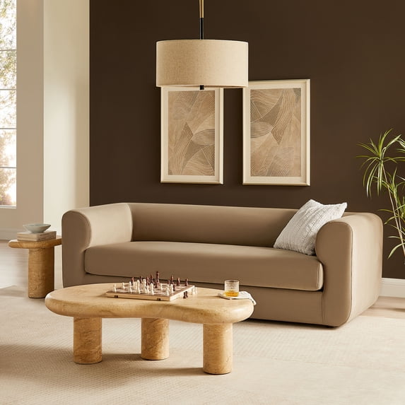 Modaway Leif Performance Velvet Upholstered Sofa in Taupe