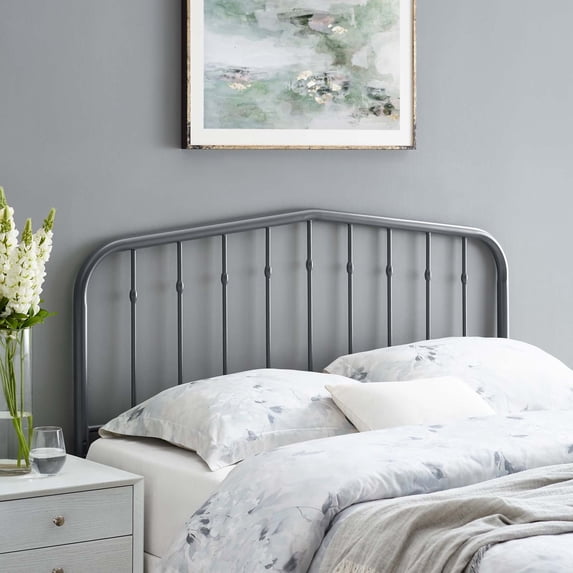 Modway Lennon King Metal Headboard in Gray
