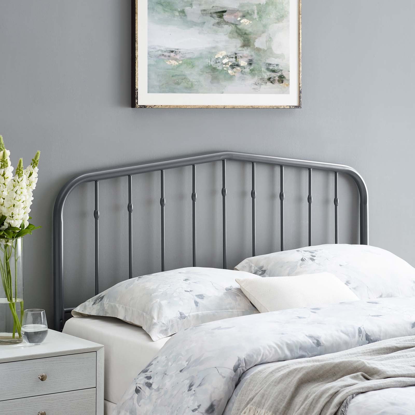 Gray Full Sized Modern Farmhouse Metal Headboard