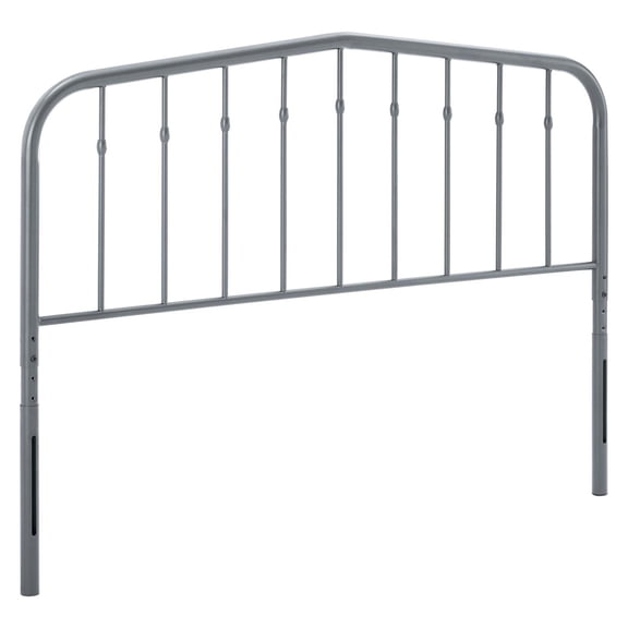 Modway Lennon Contemporary Modern Queen Metal Spindle Headboard in Gray