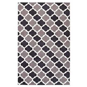 Modway Lida Moroccan Trellis 5' x 8' Area Rug in Charcoal and Black