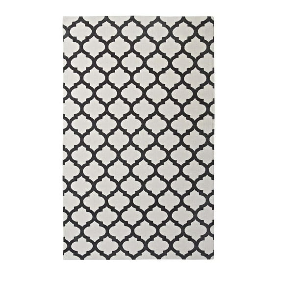 Modway Lida Moroccan Trellis 8x10 Area Rug in Ivory and Charcoal