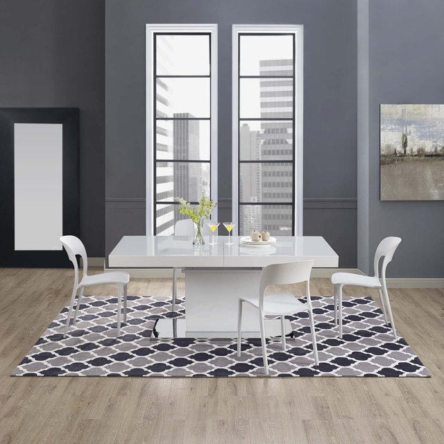 Modway Lida Moroccan Trellis 8x10 Area Rug in Charcoal and Black