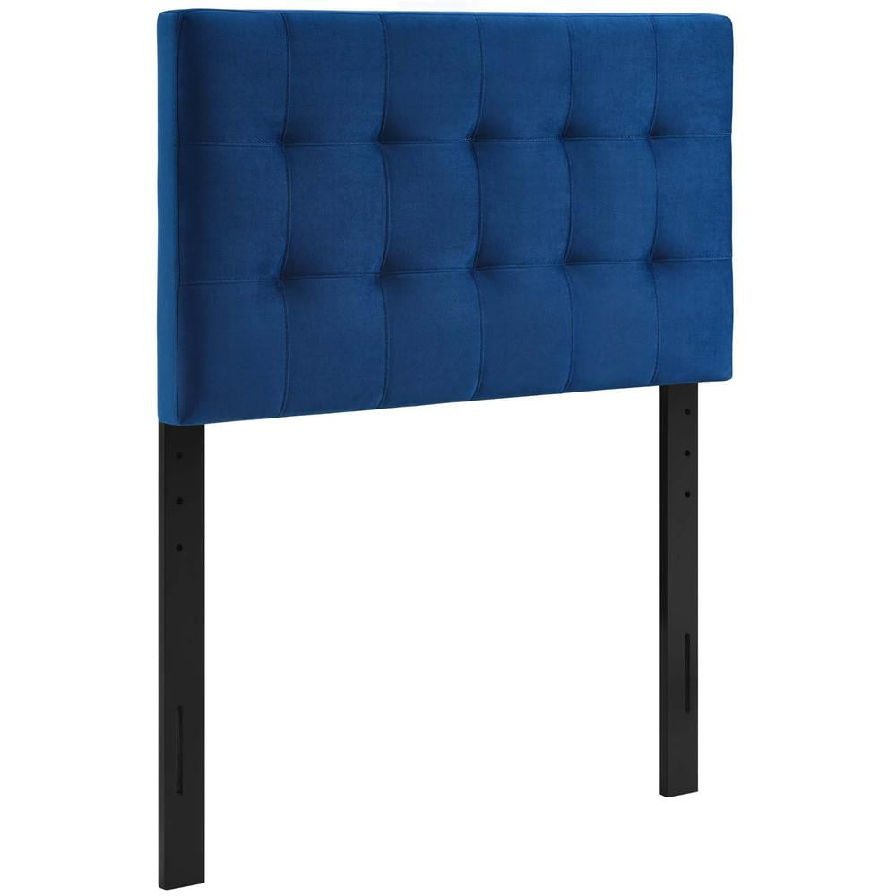 Navy Blue Velvet Tufted Twin Upholstered Headboard