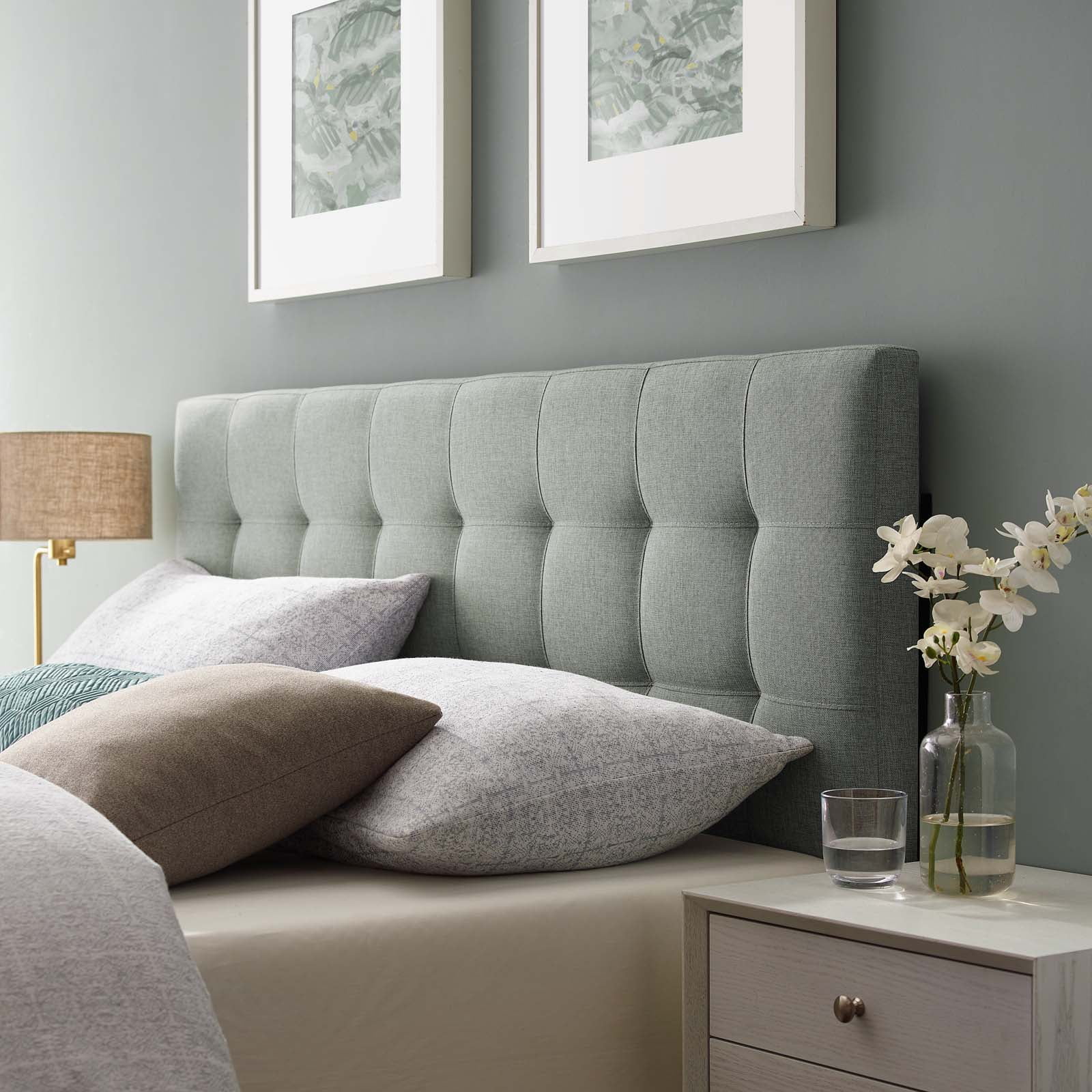 Modway Lily Full Upholstered Fabric Headboard in Gray