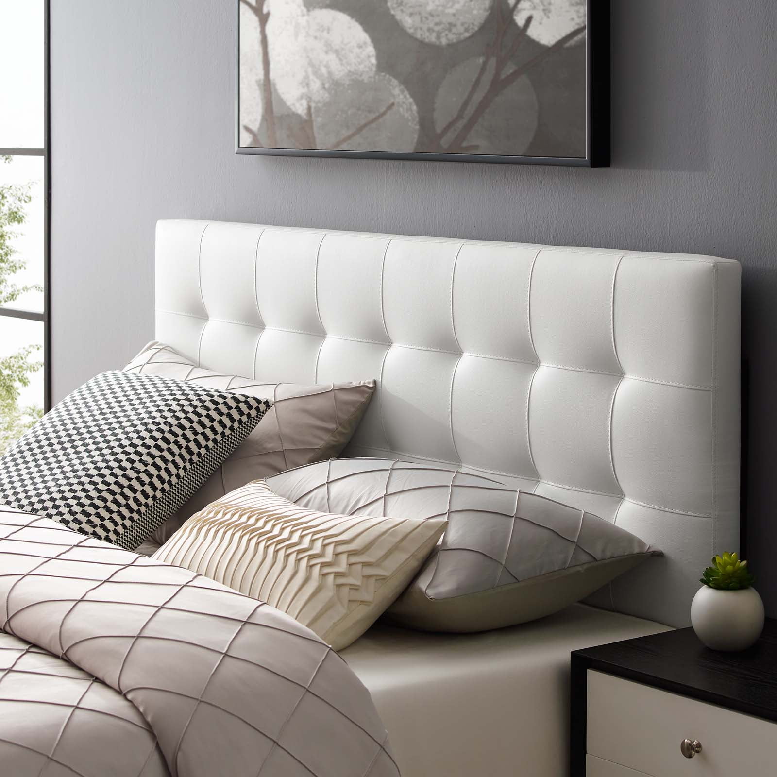 Modway Lily King Upholstered Vinyl Headboard in White