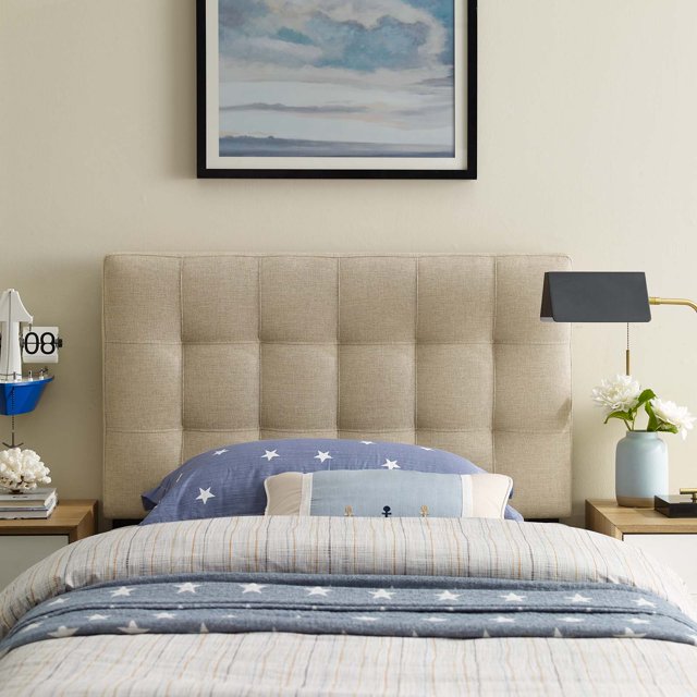 Modway Lily Twin Upholstered Fabric Headboard in Beige