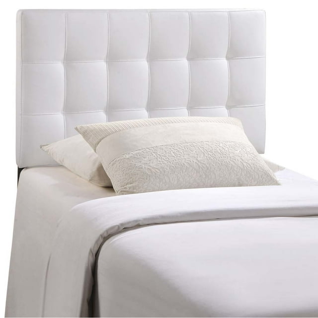 Modway Lily Twin Upholstered Faux Leather and Wood Headboard in White