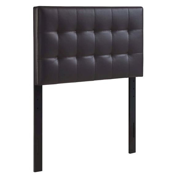 Modway Lily Twin Upholstered Faux Leather and Wood Headboard in Brown