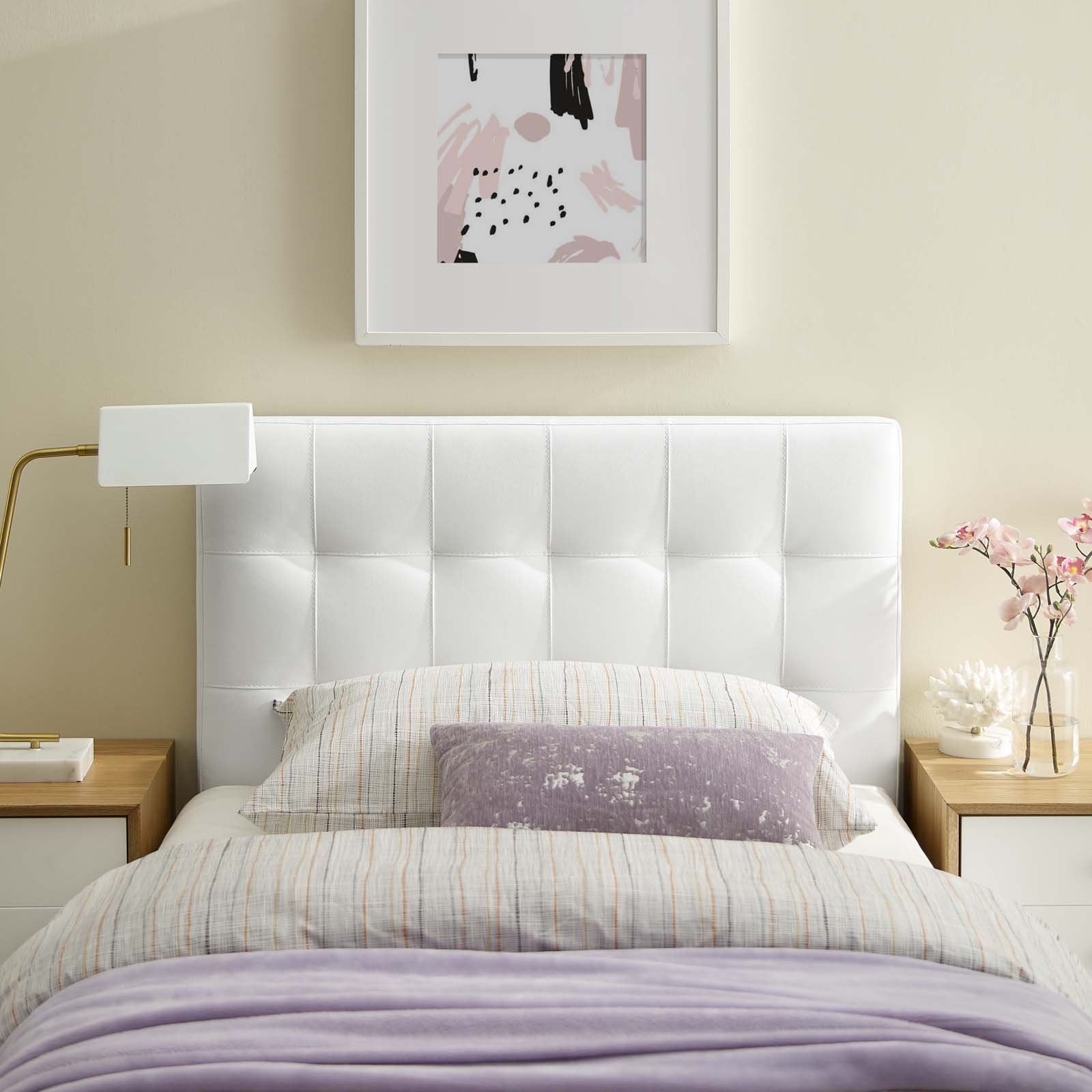 Contemporary Twin Size Headboard, White