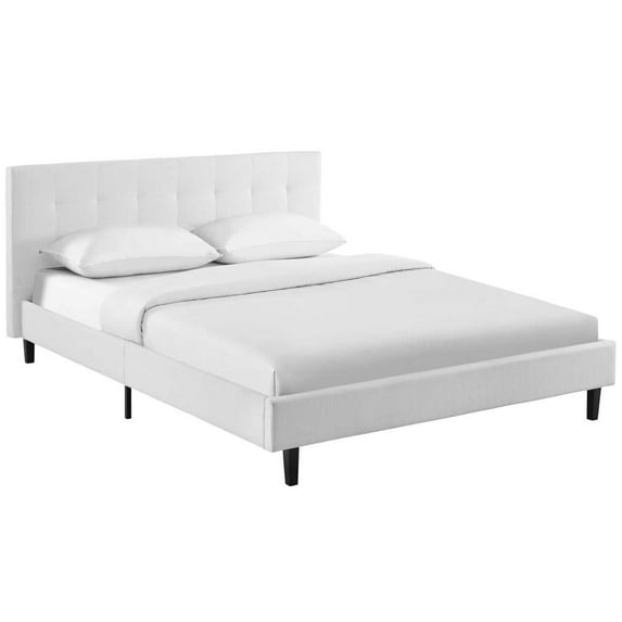 Modway Linnea Queen Fabric Bed in White