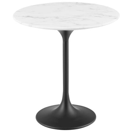 Modway Lippa 20" Round Modern Artificial Marble/Metal Side Table in White/Black
