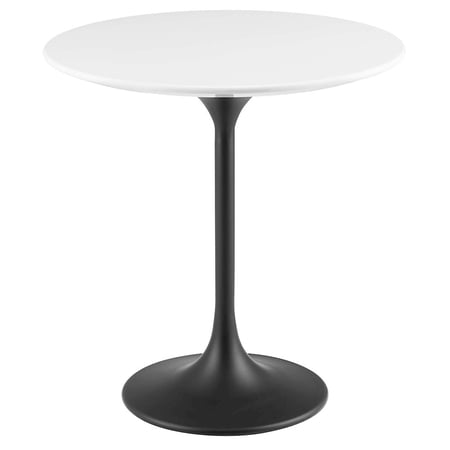 Modway Lippa 20" Round Modern Wood & Metal Side Table in White/Matte Black