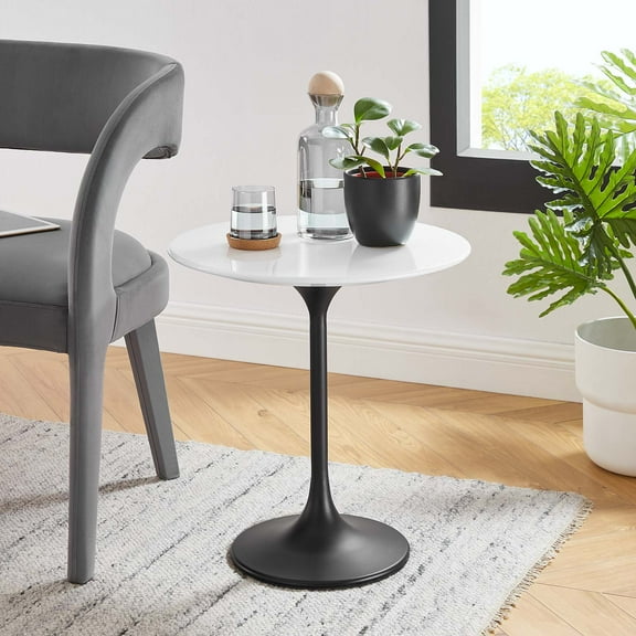 Modway Lippa 20" Round Side Table in Black White