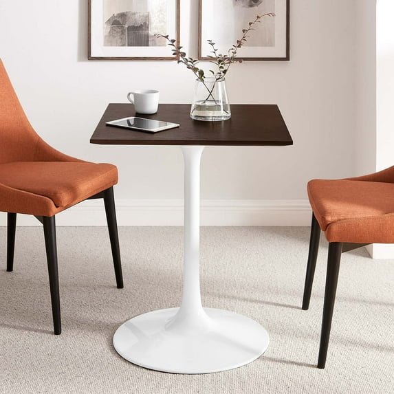Modway Lippa 24" Square Dining Table in White Cherry Walnut