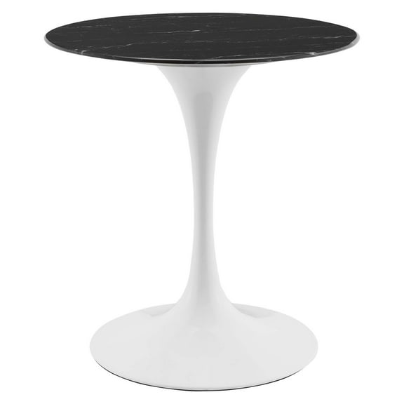 Modway Lippa 27.5" Modern Metal & Artificial Marble Dining Table in Black/White