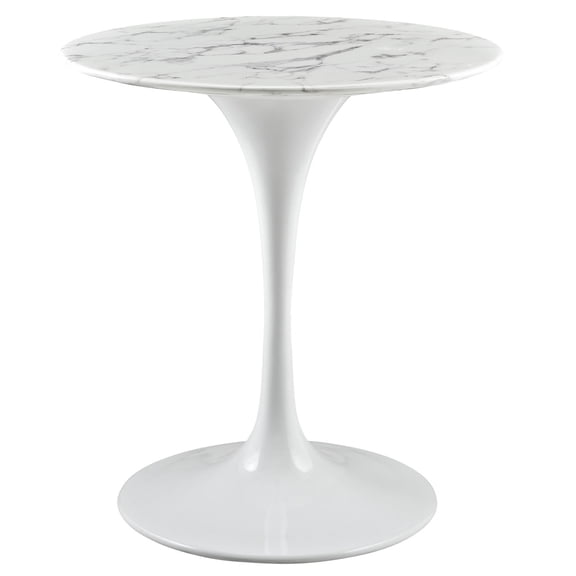 Modway Lippa 27.5" Round Artificial Marble Dining Table in White