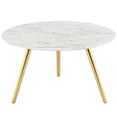 thumbnail image 1 of Modway Lippa 28" Artificial Marble Coffee Table with Tripod Base in Gold/White, 1 of 3
