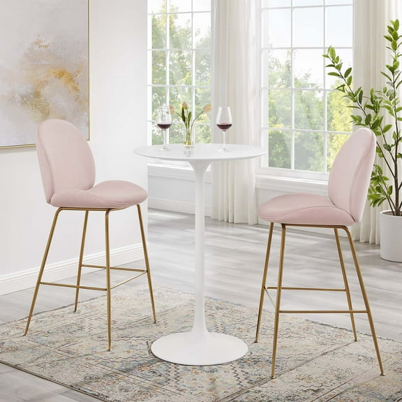 Modway Lippa 28" Round Modern Lacquered MDF Wood Bar Table in White