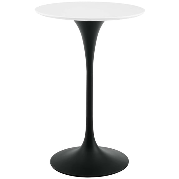Modway Lippa 28" Round Lacquered MDF Bar Table in Black/White