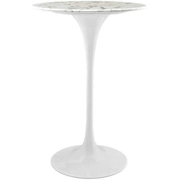 Modway Lippa 28" Round Artificial Marble Bar Table in White