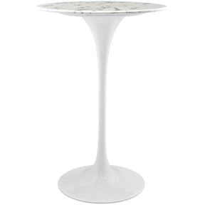 Modway Lippa 28" Round Modern Artificial Marble Bar Table in White