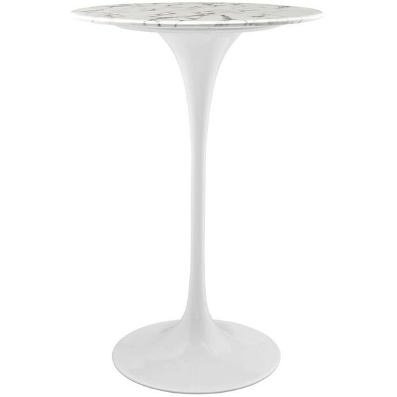 Modway Lippa 28" Round Artificial Marble Bar Table in White