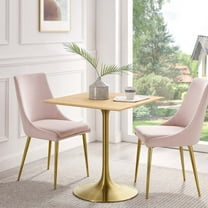 Modway Lippa 28" Square Wood Grain Dining Table in Gold Natural