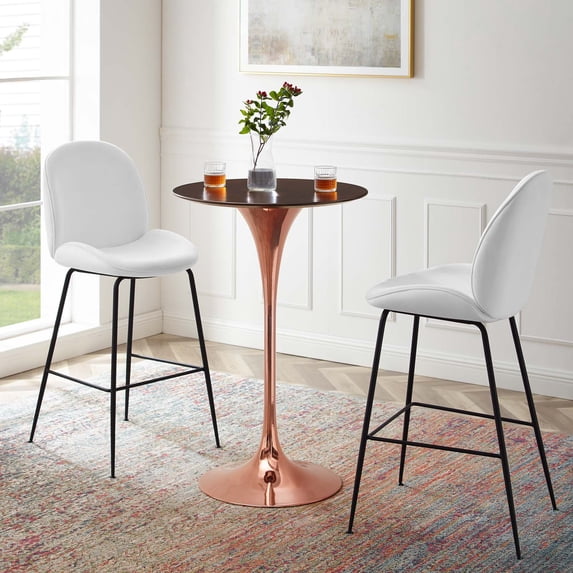 Modway Lippa 28" Wood Bar Table in Rose Cherry Walnut