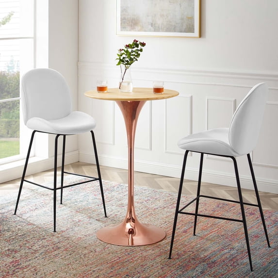 Modway Lippa 28" Wood Bar Table in Rose Natural