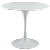Modway Lippa 36" Round Wood Top Dining Table in White