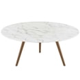 thumbnail image 1 of Modway Lippa 36" Artificial Marble Coffee Table with Tripod Base in Walnut/White, 1 of 3