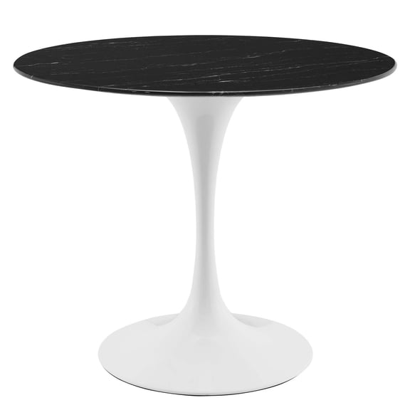 Modway Lippa 36" Artificial Marble Dining Table in White Black