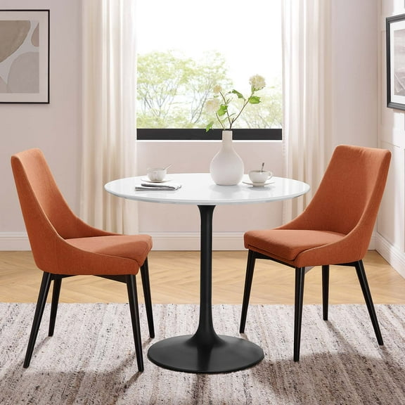 Modway Lippa 36" Round Lacquered MDF Wood Dining Table in Black/White